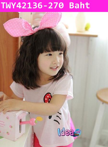 เสื้อแขนสั้น Hello Kitty ระบายหลัง สีชมพู(ไต้หวัน)