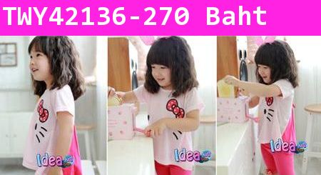 เสื้อแขนสั้น Hello Kitty ระบายหลัง สีชมพู(ไต้หวัน)