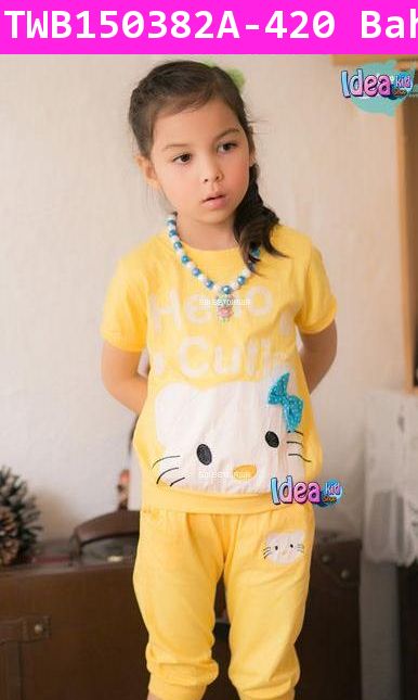 ชุดเสื้อกางเกง Hello Cutie สีชมพูเข้ม(ไต้หวัน)