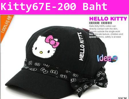 หมวกแก๊ป HELLO KITTY ลายโบว์ สีดำ