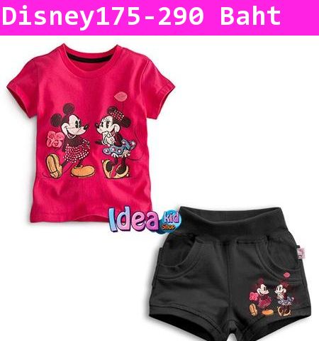 ชุดเสื้อกางเกง Mickey&Minnie คู่รัก สีชมพู