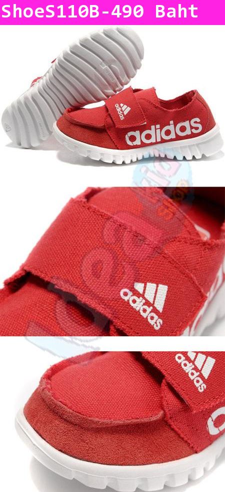 รองเท้าผ้าใบลำลอง Adidas เซอร์ๆ สีแดง