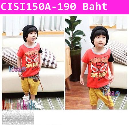 เสื้อแขนสั้น SPIDER CRIME BUSTER สีส้ม