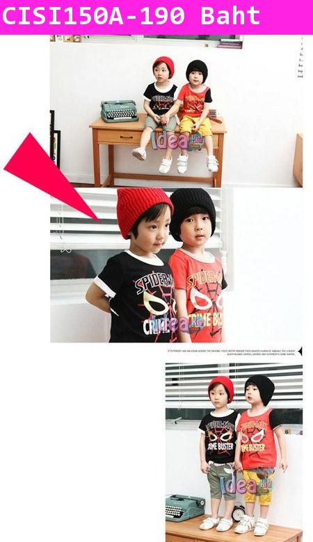 เสื้อแขนสั้น SPIDER CRIME BUSTER สีส้ม