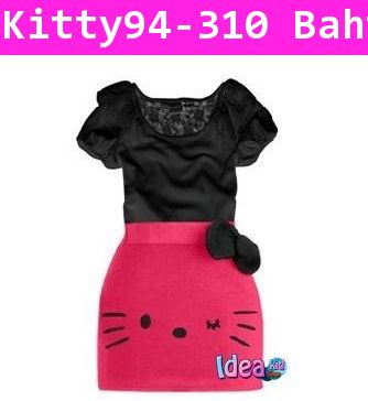 ชุดเสื้อกระโปรง Kitty Leader สีดำชมพู