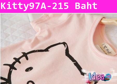 เสื้อแขนสั้น Hello Kitty ชุดดอกไม้ สีขาว