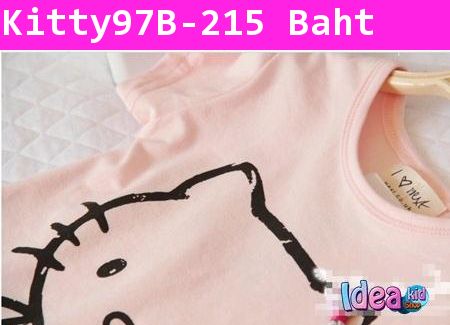 เสื้อแขนสั้น Hello Kitty ชุดดอกไม้ สีชมพู