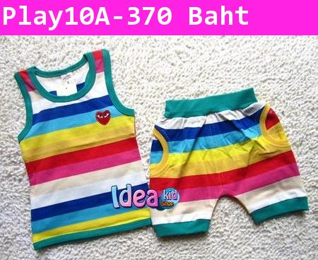 ชุดเสื้อกางเกง Play Comme RAINBOW สีเขียว