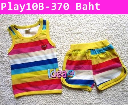 ชุดเสื้อกางเกง Play Comme RAINBOW สีเหลือง