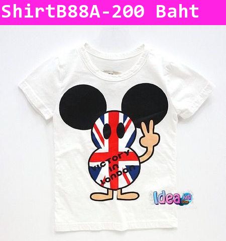 เสื้อแขนสั้น BRISTISH MICKEY สีขาว