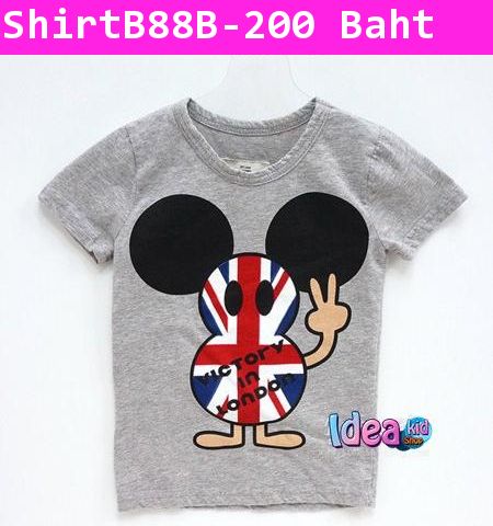 เสื้อแขนสั้น BRISTISH MICKEY สีเทา