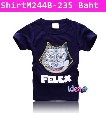 เสื้อแขนสั้น FELEX หน้าแป้นสีดำ