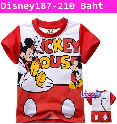 เสื้อแขนสั้น Mickey Mouse ตัวจิ๋ว สีแดง