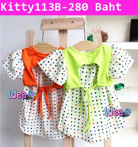 เสื้อแขนสั้น Hello Kitty Polka Dot สีเขียว