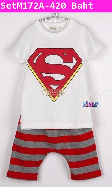 ชุดเสื้อกางเกง Super man สีแดง