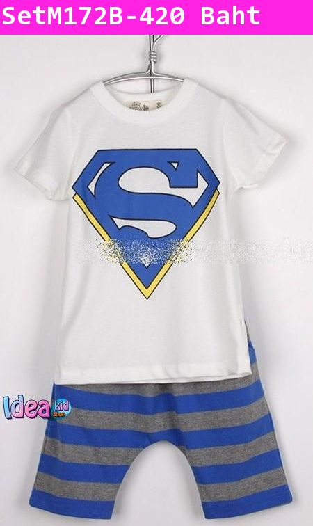 ชุดเสื้อกางเกง Super man สีน้ำเงิน