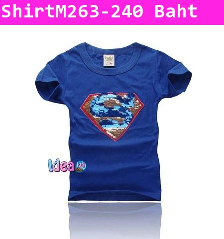 เสื้อยืด Superman ลายปักสีน้ำเงิน