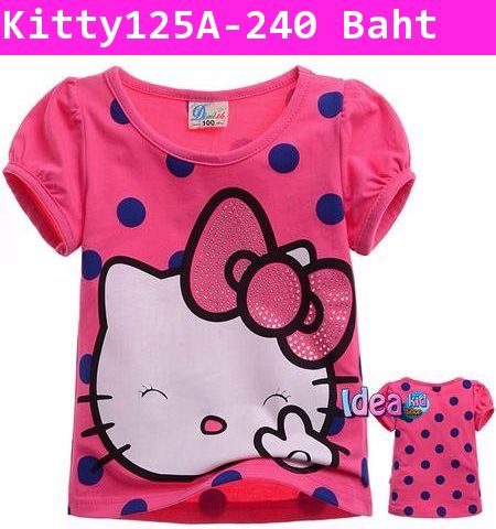 เสื้อแขนสั้น Hello Kitty สู้ตาย สีชมพูเข้ม