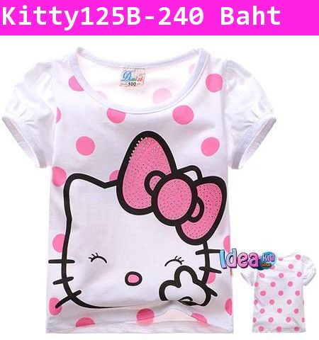 เสื้อแขนสั้น Hello Kitty สู้ตาย สีขาว