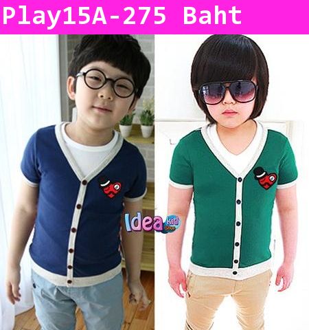 เสื้อยืด Play หนวดขยิบตา สีเขียว