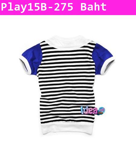 เสื้อยืด Play หนวดขยิบตา สีน้ำเงิน