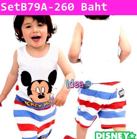 ชุดเสื้อกางเกง จ๊ะเอ๋ Mickey Mouse สีฟ้า