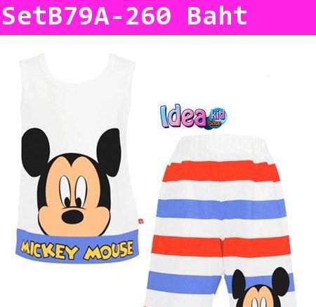 ชุดเสื้อกางเกง จ๊ะเอ๋ Mickey Mouse สีฟ้า