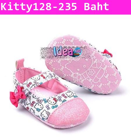 รองเท้าเด็กหัดเดิน Ballet Kitty สีขาวชมพู