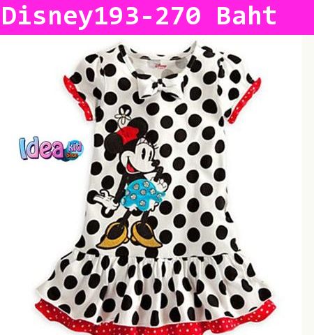 เดรส Black Dots Minnie สีขาวดำ