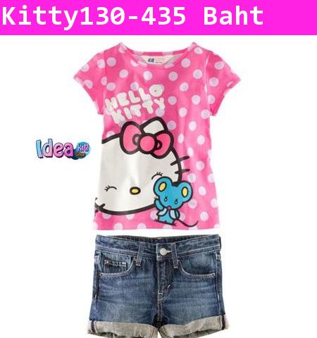 ชุดเสื้อกางเกง H&M Bubble Pink Kitty สีชมพู