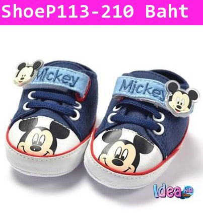 รองเท้าเด็กหัดเดิน Walk with Mickey สีกรม