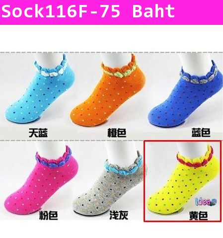 ถุงเท้าเด็กสั้น Candy Socks สีเหลือง