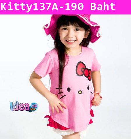 เสื้อยืด Kitty เริงระบำ สีชมพู