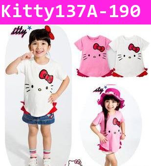 เสื้อยืด Kitty เริงระบำ สีชมพู