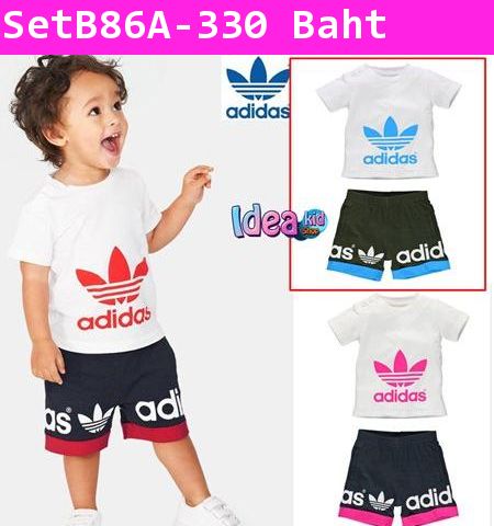 ชุดเสื้อกางเกง Adidas วัยทีน สีฟ้า