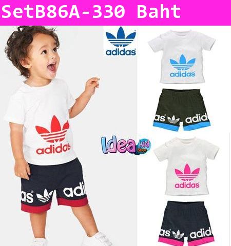 ชุดเสื้อกางเกง Adidas วัยทีน สีฟ้า