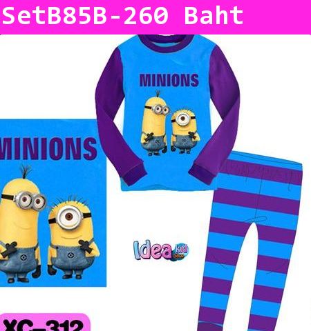 ชุดเสื้อกางเกง Minion My Friend สีฟ้า