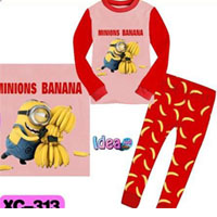 ชุดเสื้อกางเกง-Minion-love-Banana-สีชมพู