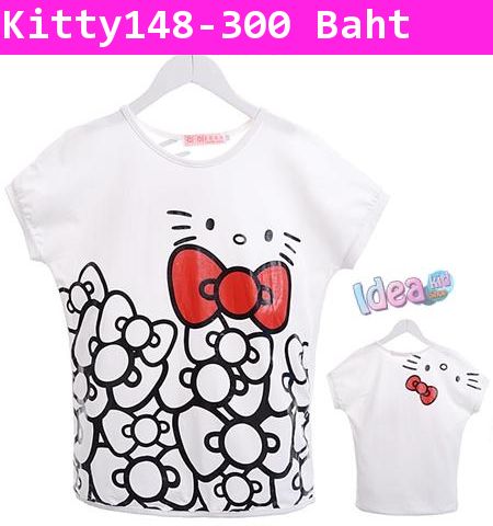 เสื้อยืด Kitty จ๊ะเอ๋ สีขาว