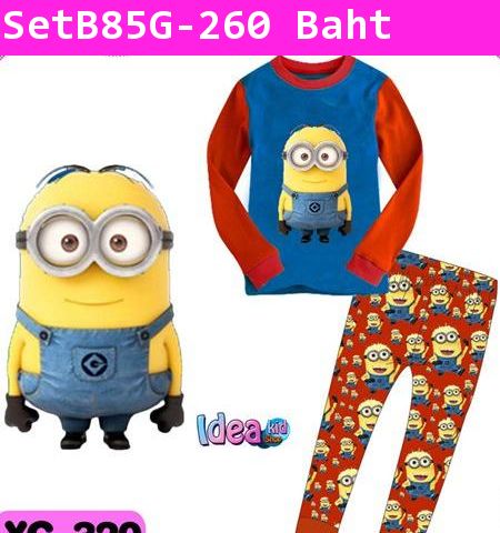 ชุดเสื้อกางเกง Minion Dave สีฟ้า