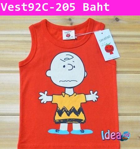 เสื้อกล้าม SNOOPY CHARLIE BROWN สีส้มอมแดง