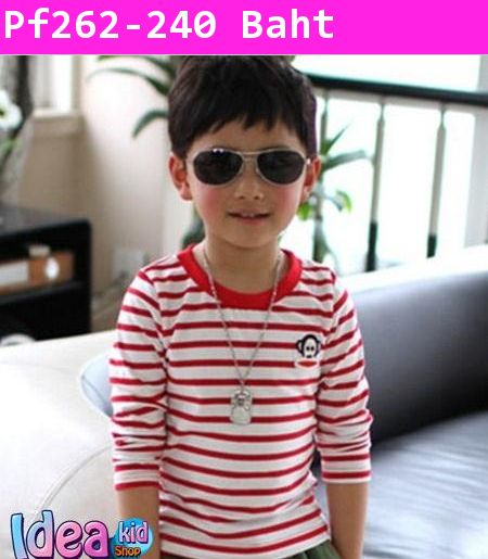 เสื้อแขนยาวลายขวาง Paul Frank สีแดง