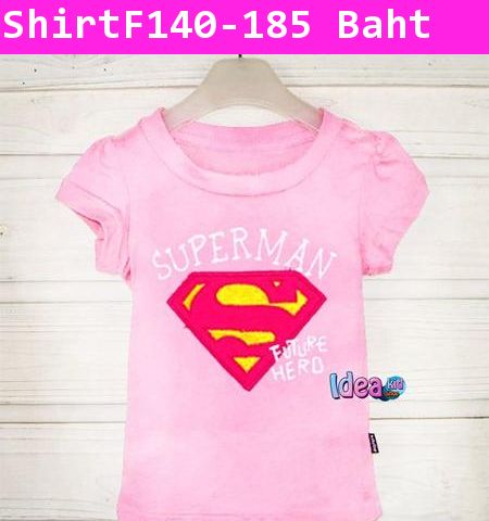 เสื้อยืด Super Man Hero สีชมพู