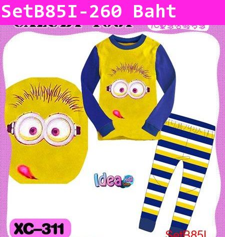 ชุดเสื้อกางเกง Minion แลบลิ้น สีเหลือง