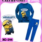 ชุดเสื้อกางเกง-Minion-ตกใจ-สีฟ้า