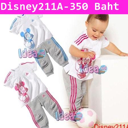 ชุดเสื้อกางเกง Mickey Adidas สีฟ้า