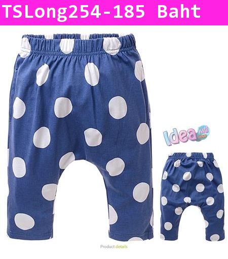 กางเกงขายาว Polka Dot สีน้ำเงิน