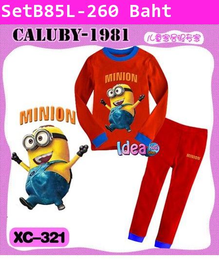 ชุดเสื้อกางเกง Minion Dave สีแดง