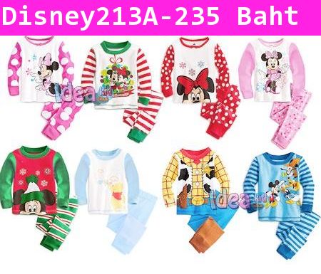 ชุดเสื้อกางเกง Minnie Mickey Christmas สีขาวแดง