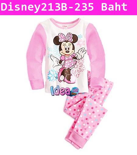 ชุดเสื้อกางเกง Minnie หิมะ สีชมพูขาว